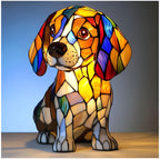 Dog-Themed Stained Glass Table Lamp for Animal-Inspired Decor
