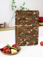End Grain Chopping Block – Durable Acacia Wood Cutting Board for Kitchen
