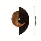 Battery-Operated Silent Wall Clock in Half-Moon Wooden Design