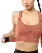 Sports Bra High Impact Front Zip & Adjustable Straps
