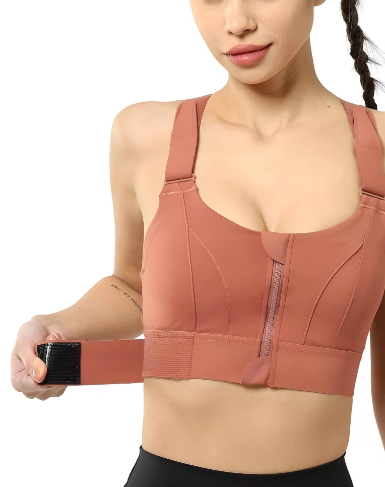 Sports Bra High Impact Front Zip & Adjustable Straps