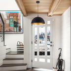 Industrial Dome Pendant Light in Black and Gold Iron Finish