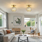 Industrial Style Ceiling Light with Cage Design - Semi Flush Mount Fixture