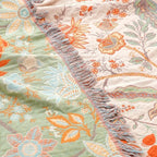 Floral Boho Throw Blanket with Fringe Detail