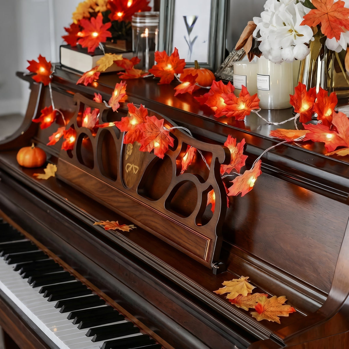 String Lights with Artificial Foliage for Botanical Decor
