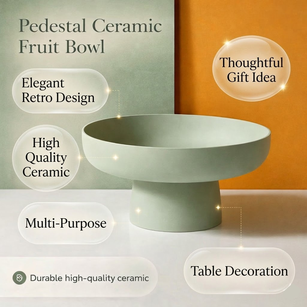 Decorative Ceramic Serving Bowl for Kitchen Counter - Retro Fruit Design