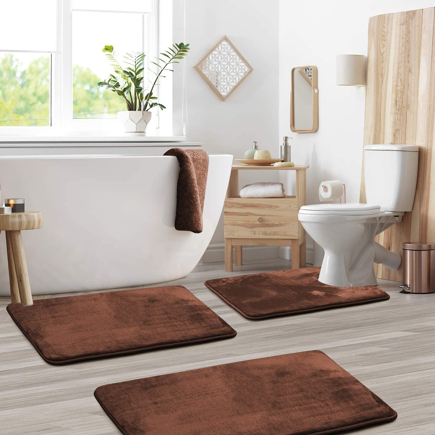Plush Bath Mat Set with Memory Foam for Comfort and Support