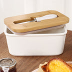 Wooden Lid Butter Container with Knife Included