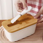 Wooden Lid Butter Container with Knife Included