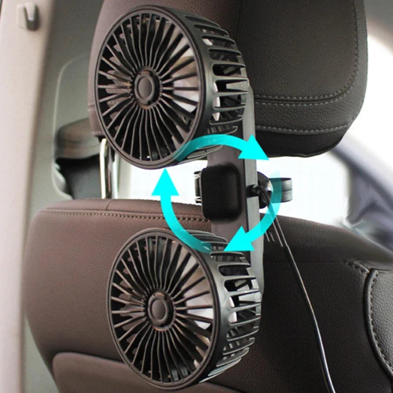 Portable Fan Dual-Head 360° Rotatable USB Powered
