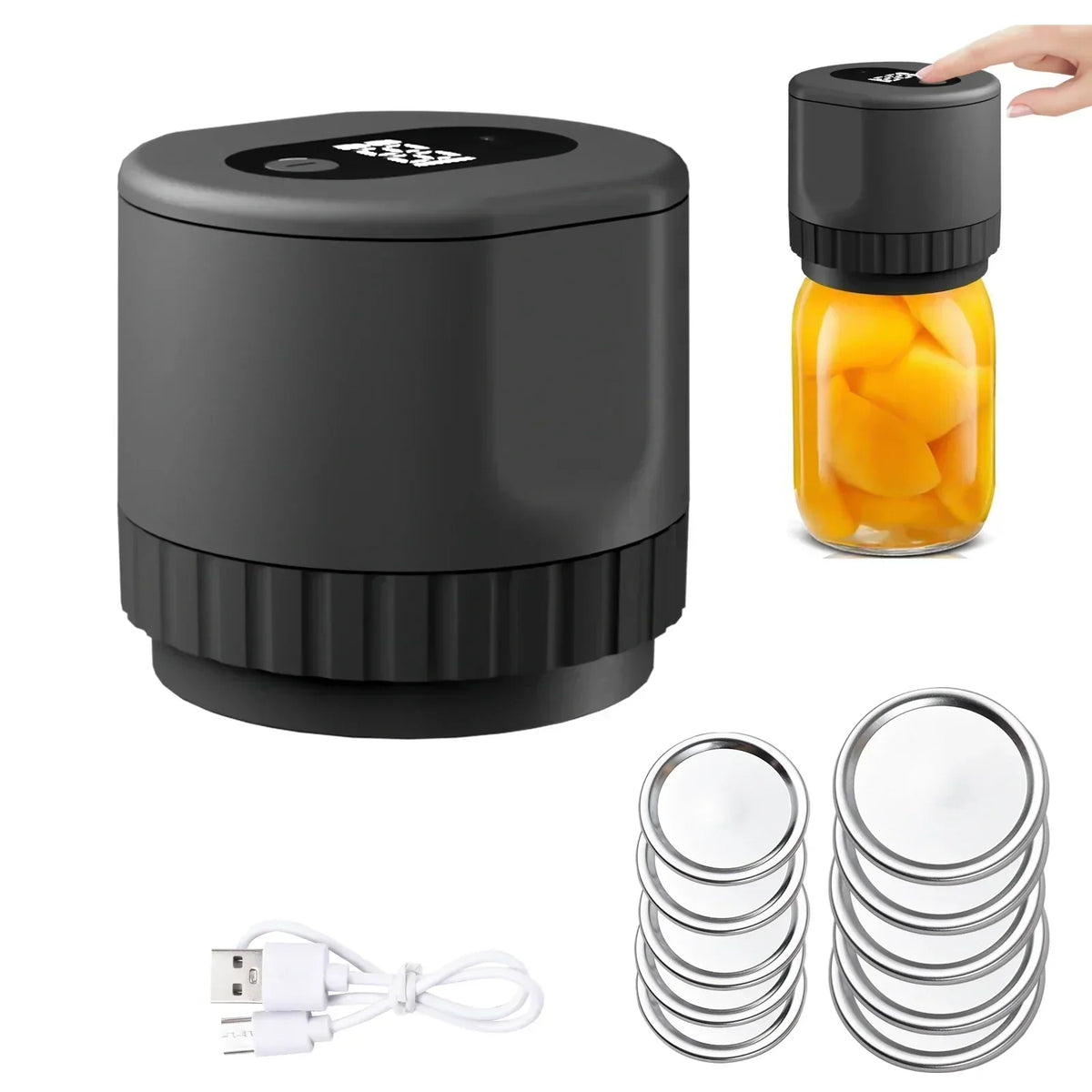 Mason Jar Vacuum Sealer One-Button Airtight Standard & Wide-Mouth