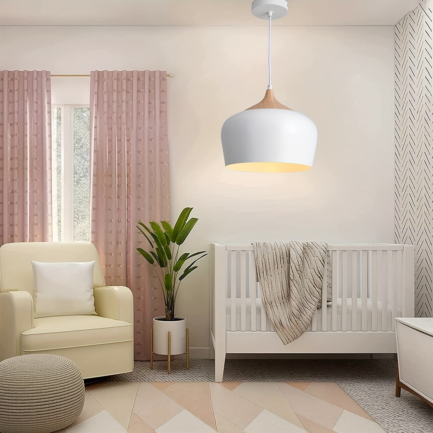 Scandinavian Style Pendant Lamp | Iron and Wood Texture Design