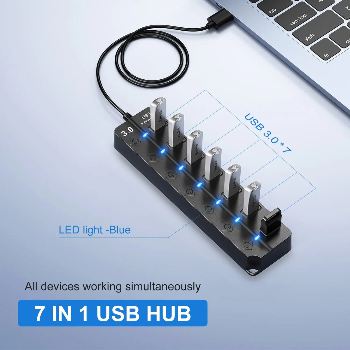 USB Hub 7-Port 5Gbps Per-Port Power Switches