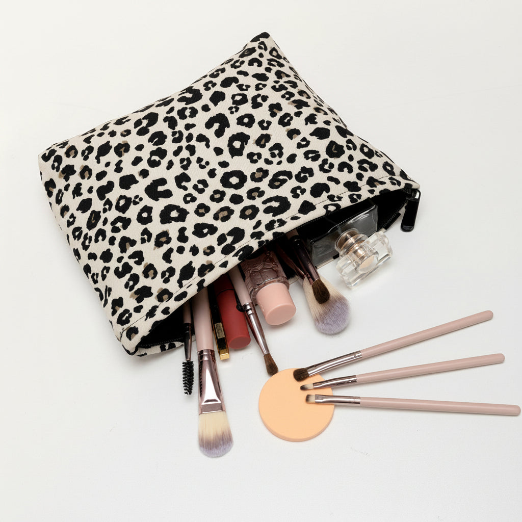 Leopard Print Cosmetic Organizer Pouch for Travel - Mother's Day Gift