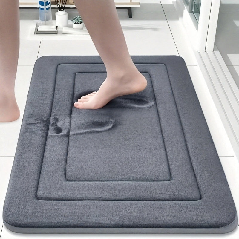 Absorbent Coral Fleece & Non-Slip Bath Mat (Elongated)