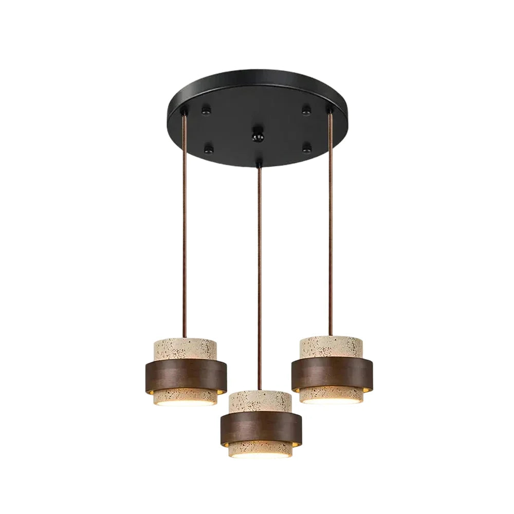 Travertine-Look Cylindrical Pendant Light (E27 Socket)