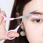 Eyebrow Scissors Precision Comb Ergonomic Grip Stainless Steel Blades