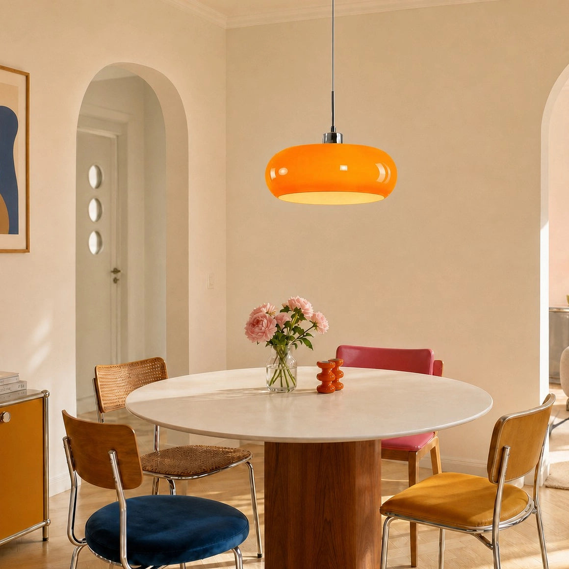 Geometric Transparent Glass Pendant Light (E27 Compatible)