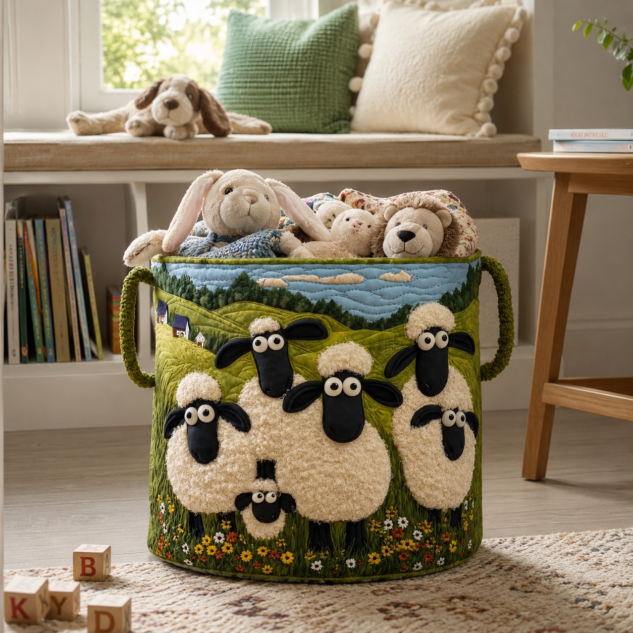 Quilted Cotton-Polyester Foldable Storage Basket