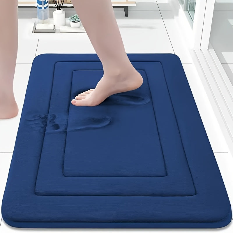 Absorbent Coral Fleece & Non-Slip Bath Mat (Elongated)
