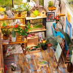 Miniature Garden Shed Kit Eco Plywood Working Lamp