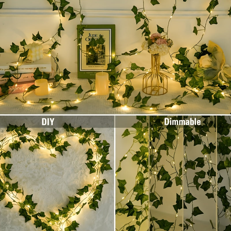 Solar-Powered Ivy Leaf String Lights (7 m)