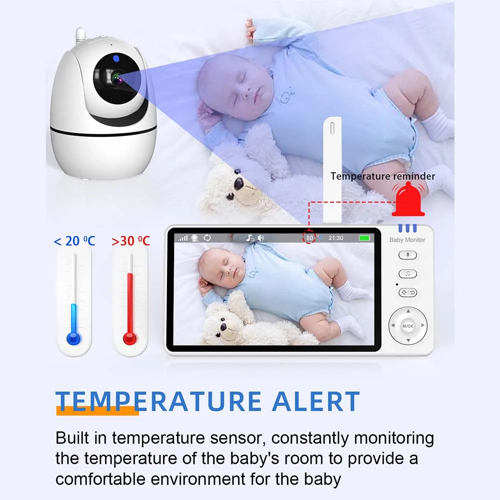 Baby Monitor 5-Inch HD Pan & Tilt Two-Way Talk