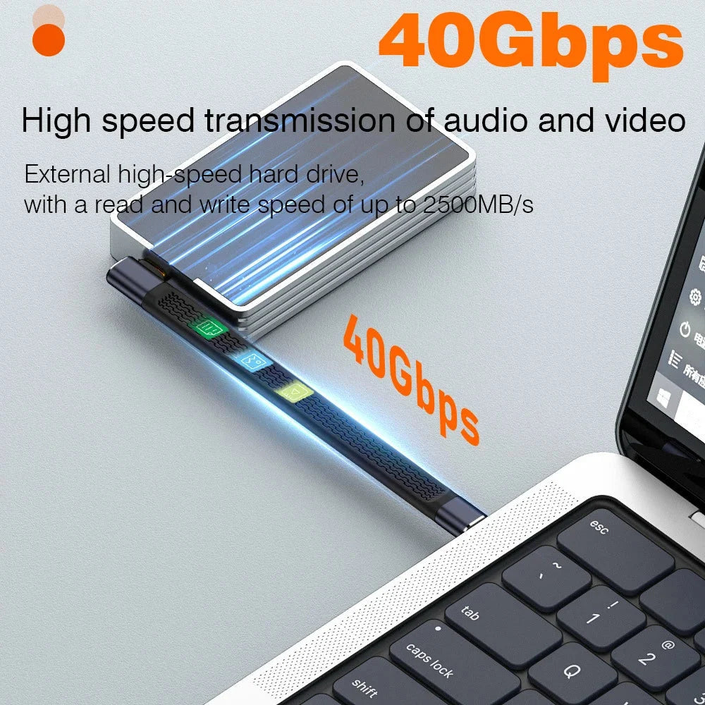 USB4 Cable Elbow Flat 240W PD 40Gbps