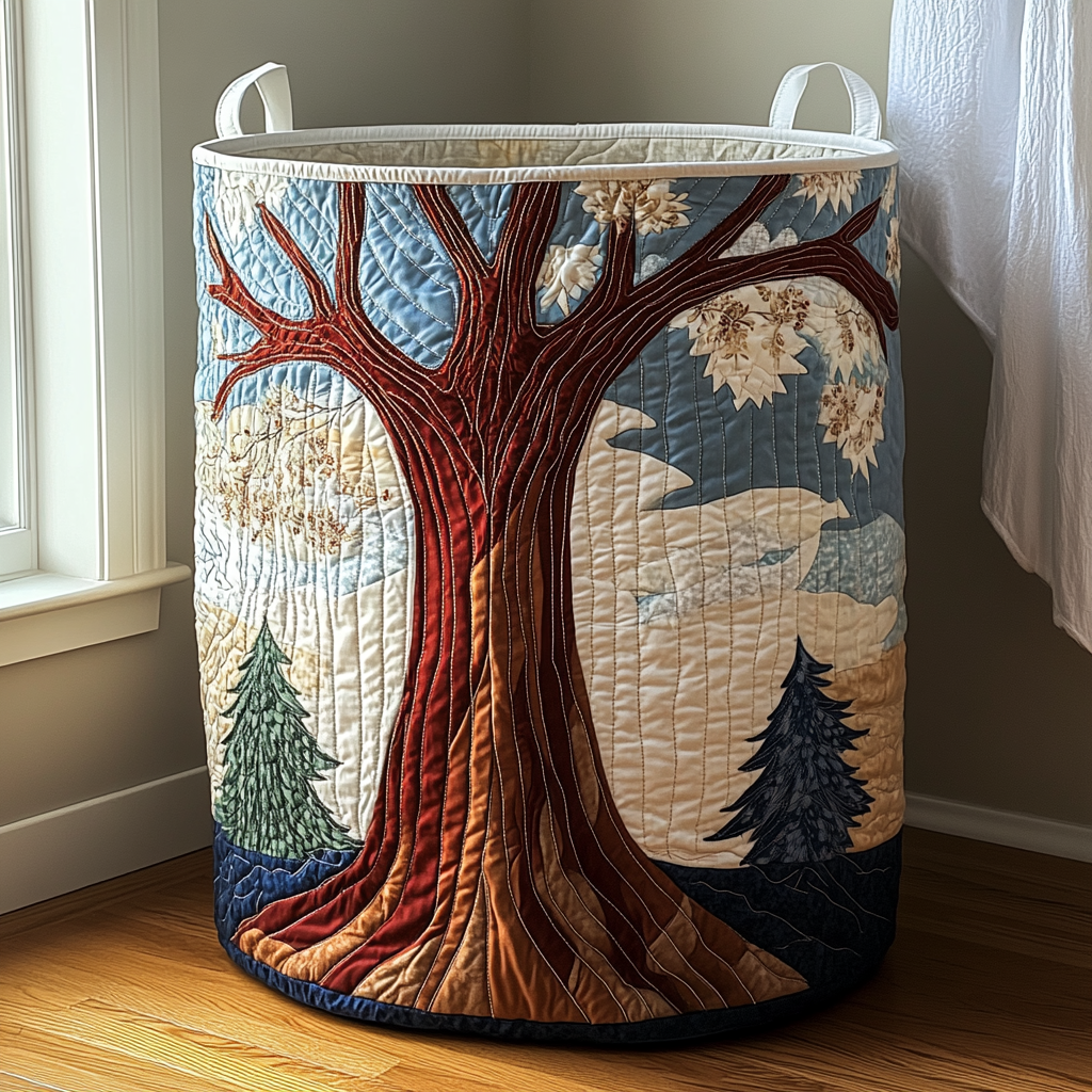 Quilted Cotton-Polyester Self-Standing & Foldable Laundry Basket