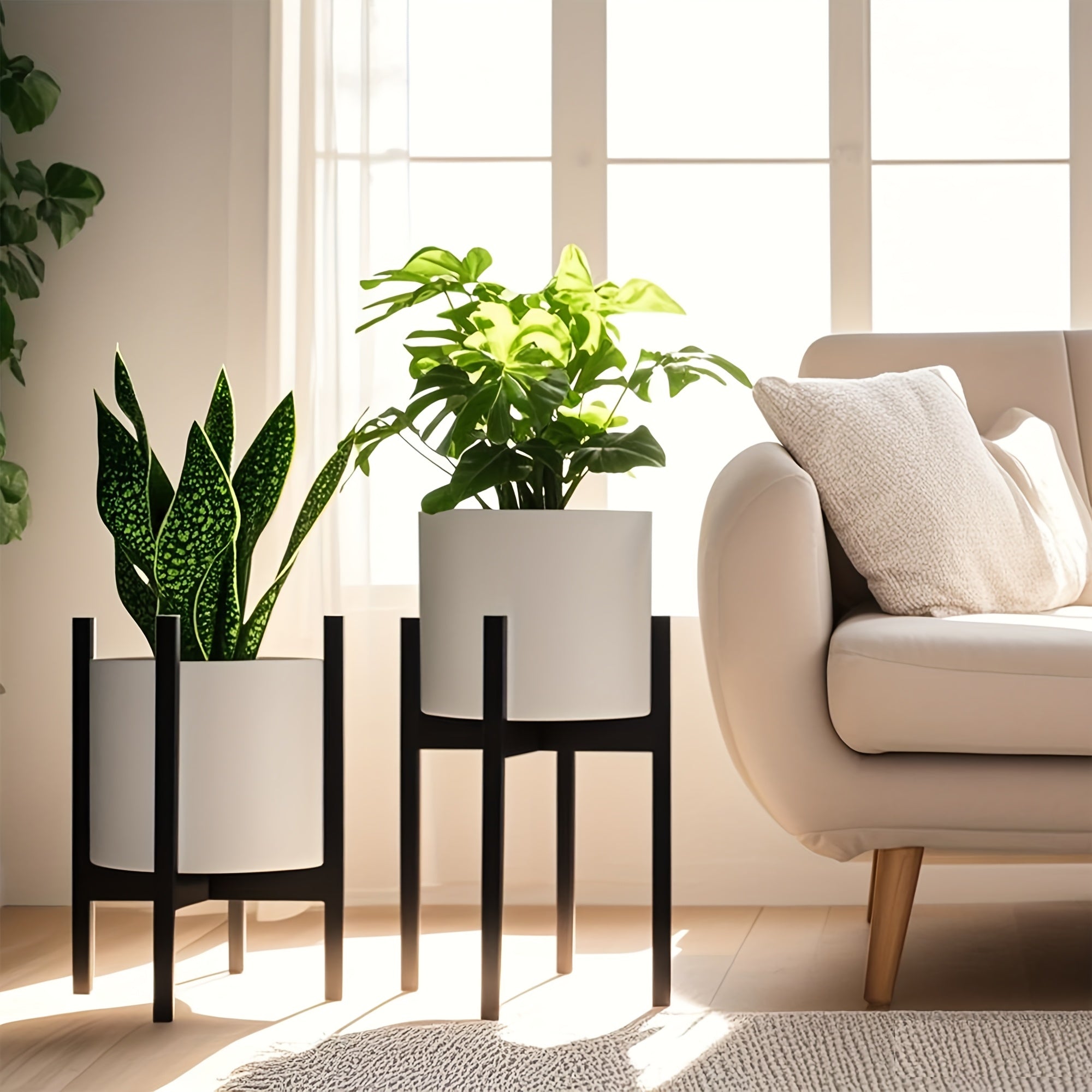 Modern Flower Pot Holder - Adjustable Metal Stand for Indoor/Outdoor Use