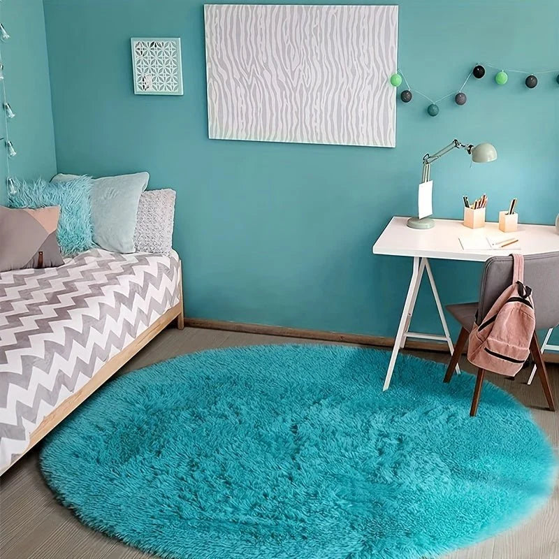 Round Fluffy Rug Ultra-Soft Polyester Non-Slip & Machine Washable
