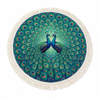 Quick-Drying Terry Cloth Round Beach Towel (Peacock Print)