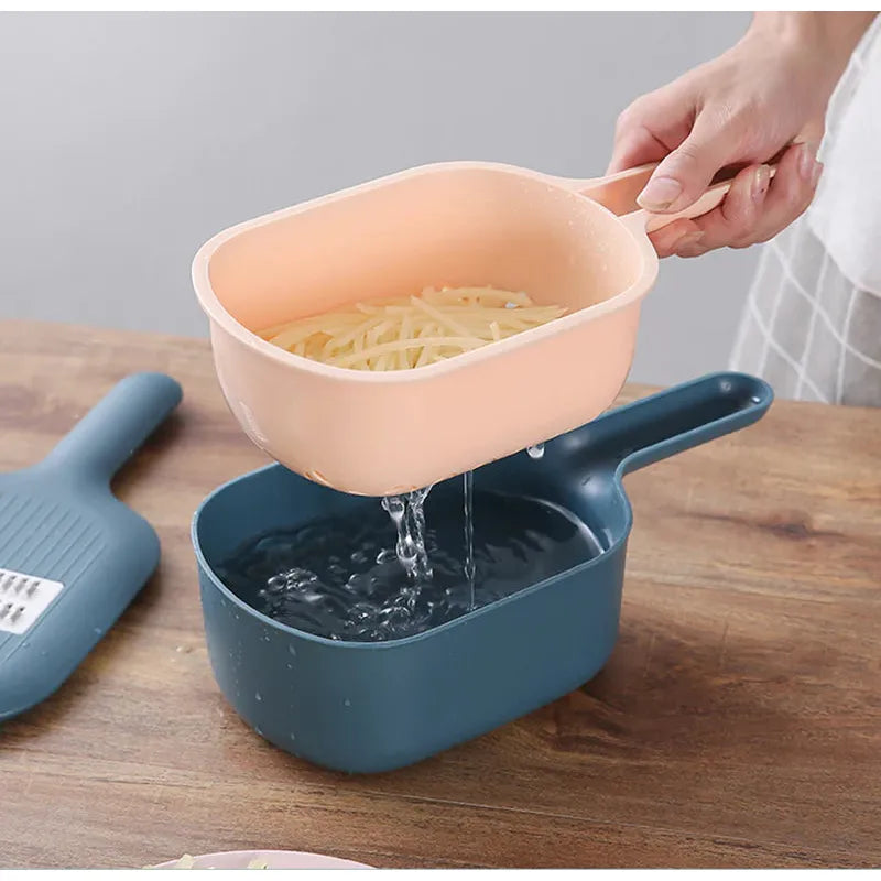 Vegetable Cutter Stainless Steel Blades & Rotating Drain Basket