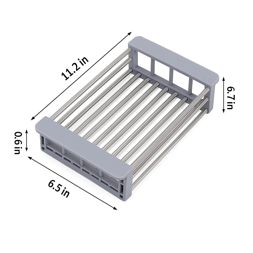 Over-Sink Dish Drainer Adjustable Stainless Steel & Non-Slip