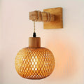 Handcrafted Wood and Rattan Wall Light | Rustic Sconce Fixture