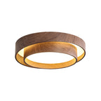 Walnut Finish Round Metal Ceiling Light (Triac Dimmable)