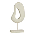 Mangowood Table Decor with Base in White Abstract Design