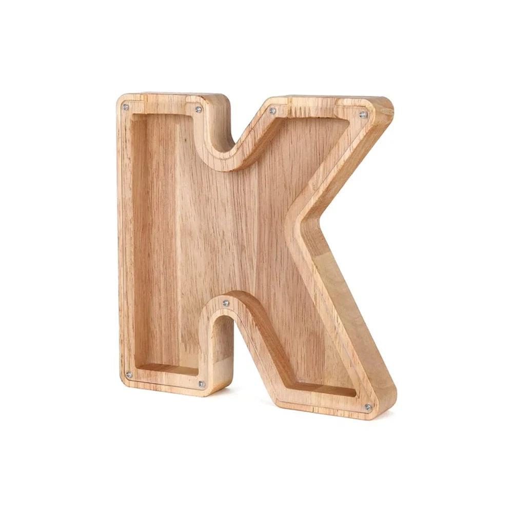 Piggy Bank Personalized Letter Sustainable Wood & Acrylic