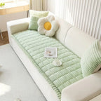 Non-Slip Plush Pleated-Edge Sofa Slipcover