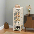 Shoe Rack Space-Saving Metal Frame & Fabric Shelves
