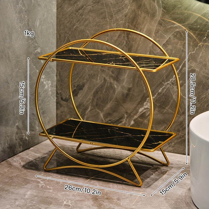 Metal Skincare and Cosmetic Shelf with Cat Ear Base - Two-Tier Organizer