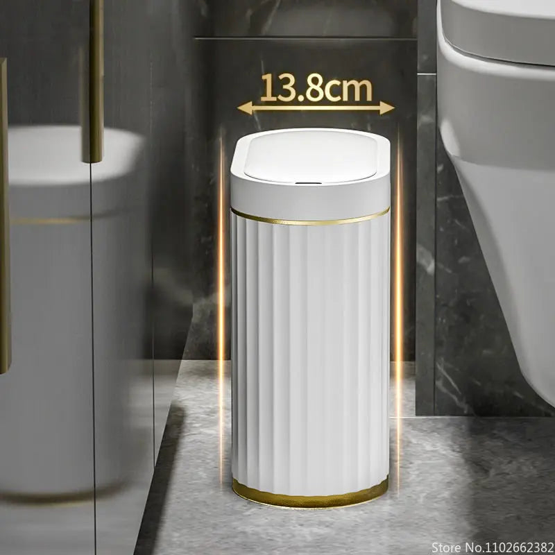 Modern Bathroom Trash Can with Touchless Sensor Technology