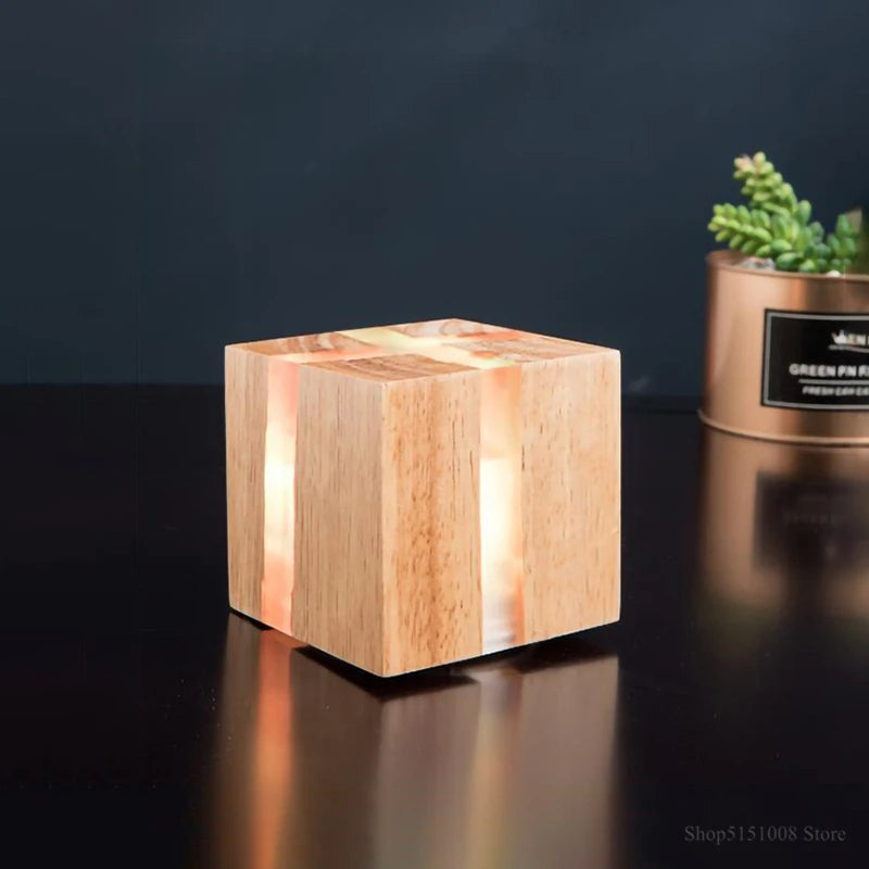 Handcrafted Wall Light in Solid Wood with Resin Detailing