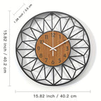 Contemporary Wall Clock with Wooden Grain Center Accent