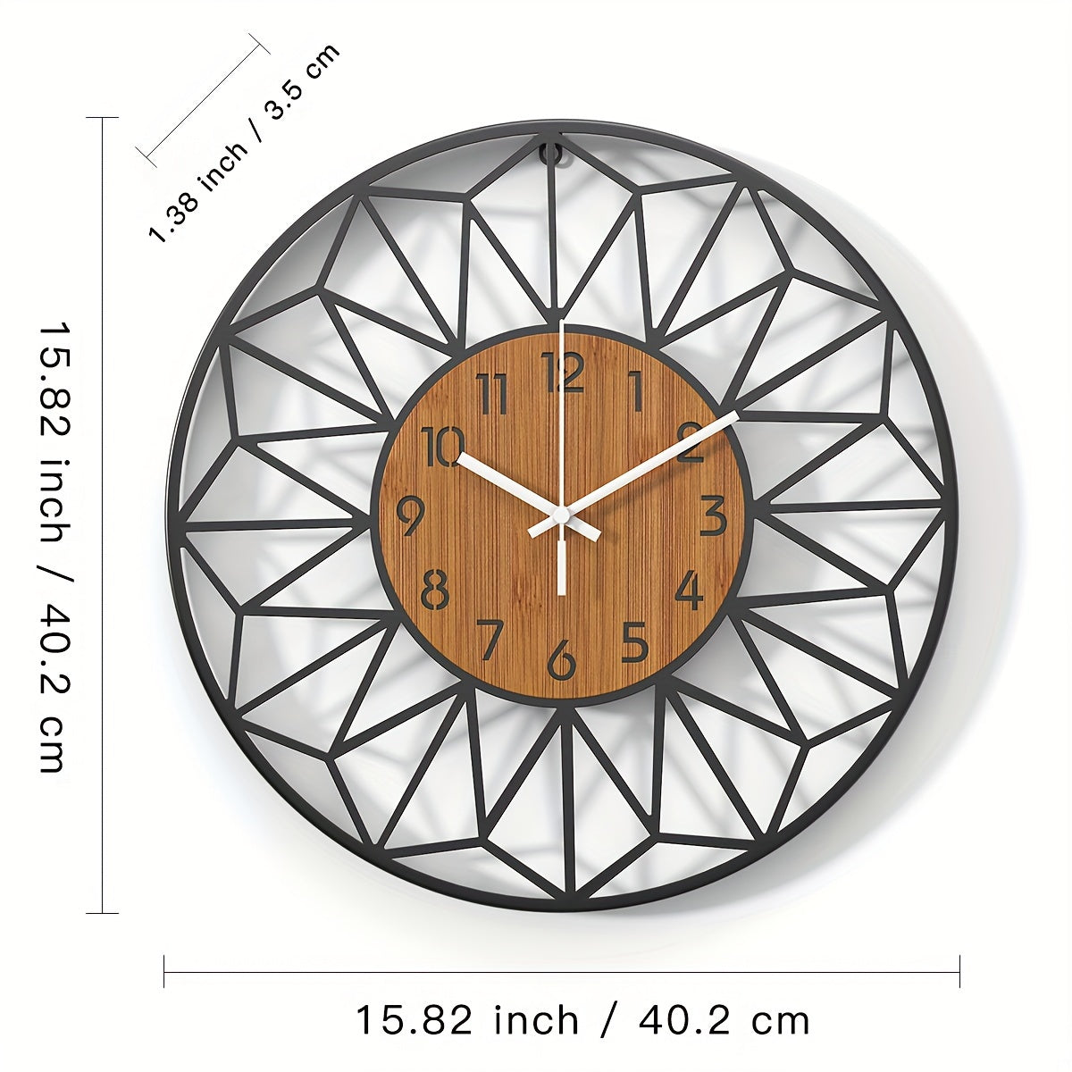 Contemporary Wall Clock with Wooden Grain Center Accent