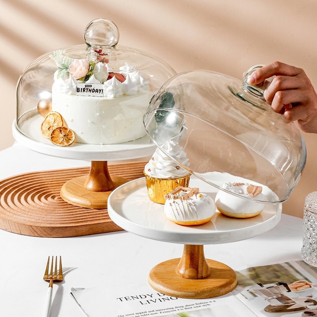 Glass Dome Cake Display Stand for Desserts and Sweets