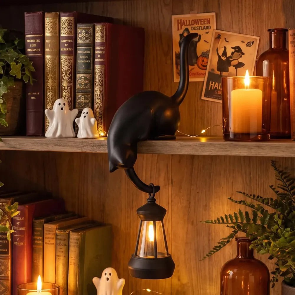 Decorative Cat Sculpture with Hook for Shelving