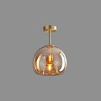 Retro Amber Pendant Light – Vintage Bubble Glass Ceiling Fixture