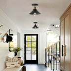 Vintage Metal Ceiling Light Fixture – Black Semi Flush Mount