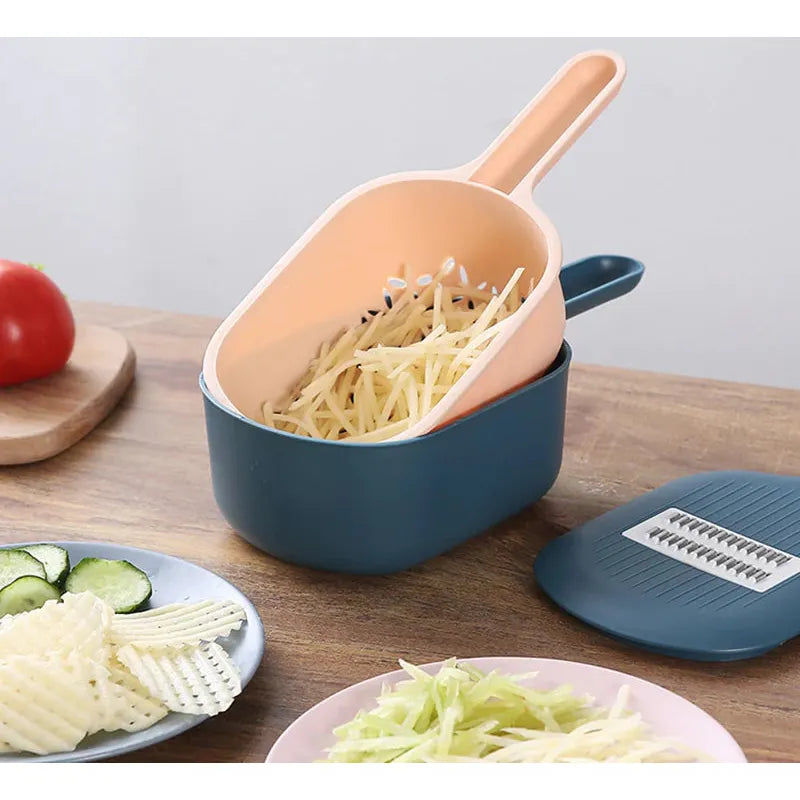 Vegetable Cutter Stainless Steel Blades & Rotating Drain Basket